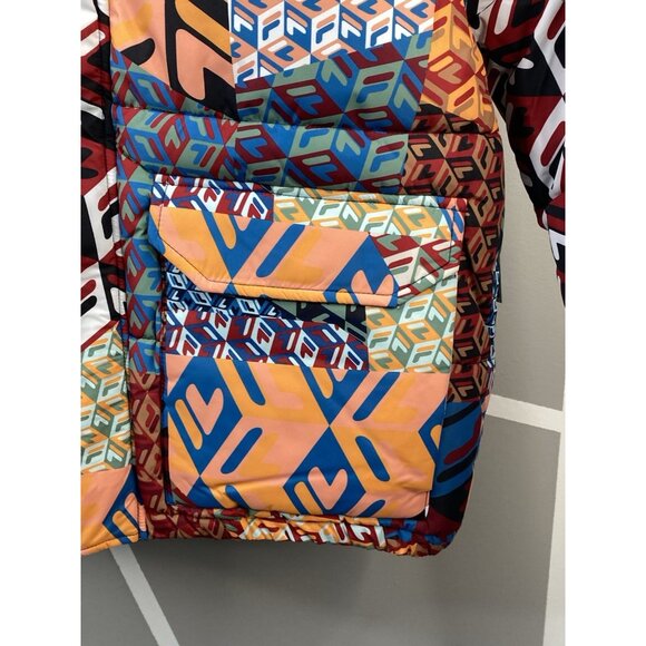 NWT FILA Men’s L Vostok Puffa Puffer Jacket Full Zip AOP Hooded F22UASM1 933 - Picture 3 of 16